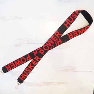 Beaded Nebraska Husker Power Purse Strap Game Day